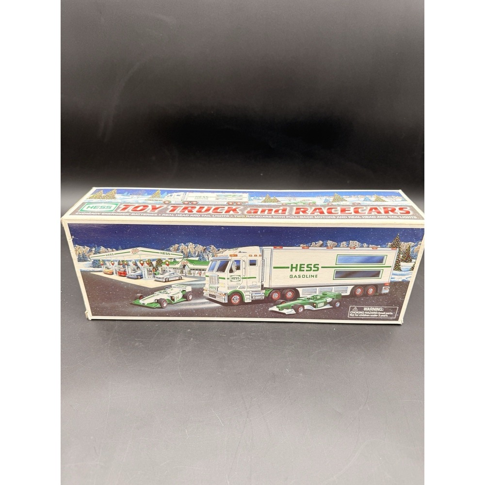 2003‎ Hess Gasoline Toy Truck and Race cars in Original Box
